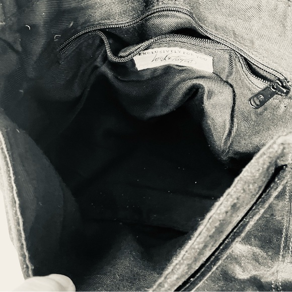 Lord & Taylor vintage boho hippie black leather and suede tassel shoulder bag - Picture 12 of 16